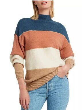 H by Halston Colorblock Mock Neck Sweater